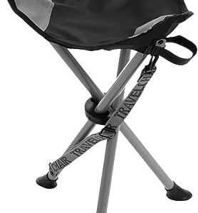 Travel Chair Slacker Chair for Camping, Black (1389VBK), Rip-Stop polyester, Adjustable Carry Strap for easy transport|Oversized Duck Feet for improved stabilit