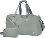 20" Gym Duffel Bag with Wet Pocket Shoes Compartment Portable Overnight Weekender Bag Travel bag Yoga Bag for Women (Celadon)