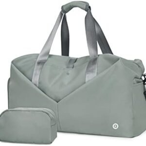 20" Gym Duffel Bag with Wet Pocket Shoes Compartment Portable Overnight Weekender Bag Travel bag Yoga Bag for Women (Celadon)