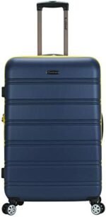 Rockland Melbourne Hardside Expandable Spinner Wheel Luggage, Navy, Checked Large 28"