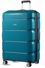 LUGGEX Checked Luggage with Spinner Wheels, PP Lightweight Suitcase for Travel (Teal, 28 Inch)