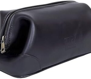 HLC Leather Toiletry Bag for Men - Best Gift for Men - Premium Genuine Leather Dopp Kit Shaving Kit Organizer Travel Kit Pouch Bag for Men - Large Size (Black)