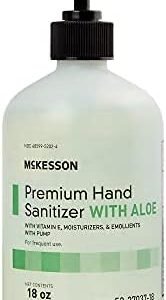 McKesson Gel Hand Sanitizer with Aloe, Cleanse and Moisturize Hands - Spring Water Scent, 18 oz Pump Bottle, 1 Count, 12 Packs, 12 Total