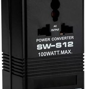 110V to 220V Step Up & Down Power Voltage Converter Watt Transformer for Travel (Black, 100W)