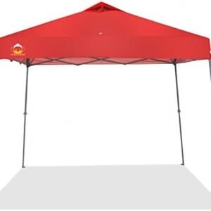 Crown Shades 11 x 11 Foot Adjustable Outdoor Instant Pop Up Tent Portable Waterproof Folding Camping Beach Shade Canopy Shelter with Carry Bag, Red