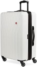 SwissGear 8018 Hardside Expandable Luggage with Spinner Wheels, White, Checked-Medium 24-Inch