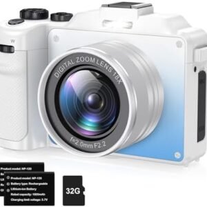 Cameras for Photography,4K Digital Camera,48MP Vlogging Camera for Youtube,Multi-Filters Point and Shoot Camera,WiFi Travel Camera with Auto Focus,18X Zoom,32G TF Cards,2 Batteries for Beginners-White