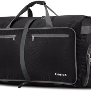 Gonex 40L 60L 80L 100L 150L Large Foldable Travel Duffle Bag with Shoes Compartment, Packable Lightweight Water Repellent Duffel Bag for Camping Gym Weekender Bag