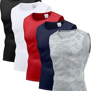 Men's 5 Pack Compression Tank Tops Athletic Muscle Tee Fitness Bodybuilding Sleeveless T-Shirt