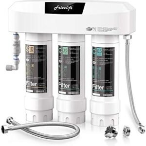 Frizzlife Under Sink Water Filter System SK99-NEW, Direct Connect, NSF/ANSI 53&42 Certified 0.5 Micron Carbon Block, Remove Lead, Chlorine, Chloramine, Fluoride, Odor & Bad Taste- Quick Change