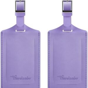 Travelambo Luggage Tag Faux Leather for Suitcase Women Kids Funny Cute (Classic Purple)