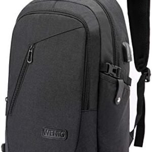 WENIG Anti-Theft Travel Laptop Backpack with USB Charging Port Lock,Water Resistant Slim Work Computer Bag for Men College Bookbags Fits 15.6 Inch Laptop