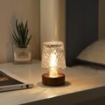 Mini Soft Warm LED Night Light, Battery Operated Portable Glass Lamp with Timer, Art Deco Style, Crystal Color, for Adults