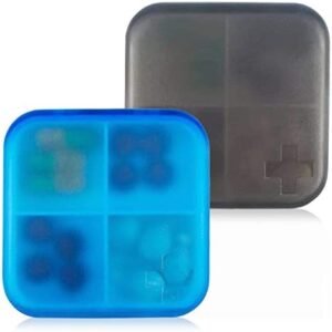 2 Pack Portable Travel Pill Organizer Case for Pocket or Purse Cute Small Daily Pill Box BPA Free Plastic Medicine Vitamin Holder Container (4 Compartments)