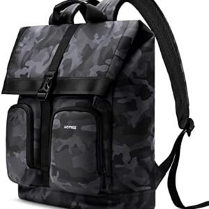 HOMIEE Unisex School Backpack Casual Daypack 15.6 Inch Travel Laptop College Backpack, Expandable Roll Top Camo Carry on Backpack for Men Women