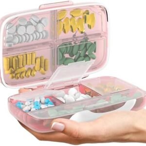 Pill Organizer Airtight Pill Box Large Pill Dispenser Home Travel Supplement Holder Portable Vitamin Sorter Jumbo Size 8 Compartment Airtight Vitamin Container Daily Medicine Travel Essentials