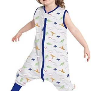 LAT Baby Sleep Sack,Summer Cotton Sleeveless Sleeping Sack Toddler with Legs,Baby Wearable Blanket with Zipper 6M-4T(Colorful Dinosaur,6-18M)