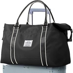 Weekender Bags for Women,Carry on Bag,Overnight Bag with Trolley Sleeve,Sports Tote Bag,Travel bag for Women, Black