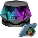 EGKimBa Magnetic Diamond Bluetooth Speaker, Small Wireless Speaker with Multi RGB Color Light Show, Portable Phone Stand for iPhone, Android, TWS Pairing