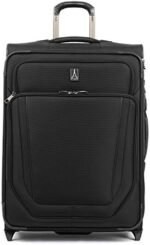 Travelpro Crew Versapack Softside Expandable 2 Wheel Upright Checked Luggage, TSA Lock, Built-in Fold-out Suiter, Men and Women, Jet Black, Checked Medium 26-Inch