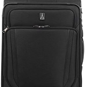 Travelpro Crew Versapack Softside Expandable 2 Wheel Upright Checked Luggage, TSA Lock, Built-in Fold-out Suiter, Men and Women, Jet Black, Checked Medium 26-Inch