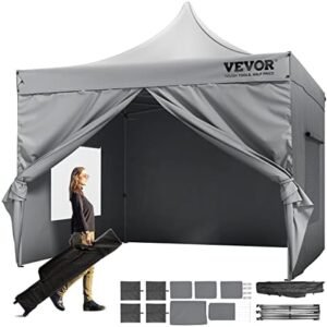 VEVOR 10x10 FT Pop up Canopy with Removable Sidewalls, Instant Canopies Portable Gazebo & Wheeled Bag, UV Resistant Waterproof, Enclosed Canopy Tent for Outdoor Events, Patio, Backyard, Party, Camping