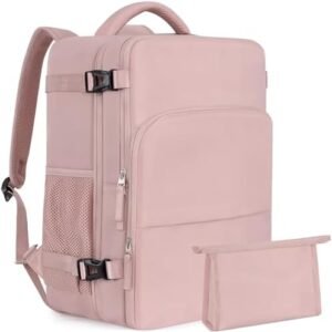 Travel Backpack for Women, Personal Item Bag for Airlines, Lightweight Carry On Backpack, Casual Hiking Work Gym College Weekender Bag Daypack, Laptop Backpack, Pink