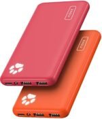 INIU [2 Pack] Portable Charger, Slimmest & Lightest Triple 3A USB C High-Speed 10000mAh Power Bank, Phone External Battery Pack Compatible with iPhone 15 14 13 Pro Samsung S20 Google LG (Red&Orange)