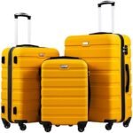 Coolife Luggage 3 Piece Set Suitcase Spinner Hardshell Lightweight TSA Lock (yellow, 3 piece set(20in24in28in))