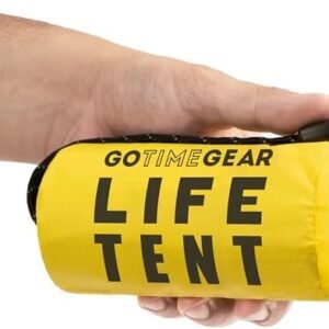 Go Time Gear Survival Life Tent • 2 Person Mylar Emergency Shelter Tube Tent + Paracord • All-Weather Protection for Camping, Hiking, & Survival Kits • Includes Emergency Whistle