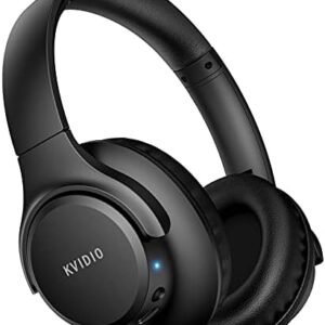 KVIDIO [Updated Bluetooth Headphones Over Ear, 65 Hours Playtime Wireless Headphones with Microphone,Foldable Lightweight Headset with Deep Bass,HiFi Stereo Sound for Travel Work Cellphone