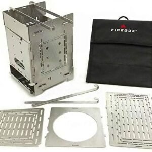 Firebox Bushcraft Camp Stove Kit - Wood Burning/Multi Fuel - Collapsible/Folding - Portable Campfire - Model Gen 2 5 inch / G2-5" Stainless Steel Camping Stove