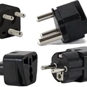 US to South Africa Travel Adapter Plug for USA/Universal to Africa Type M N D E (C/F) AC Power Plugs Pack of 4