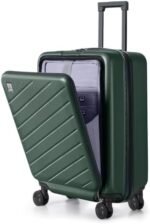 AnyZip Carry On Luggage 20'' Suitcase with Pocket Compartment ABS+PC Spinner Wheels TSA Lock Darkgreen