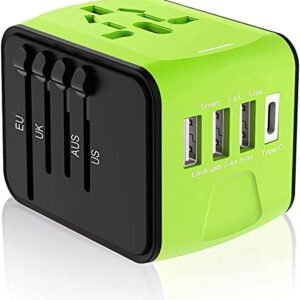 Universal Travel Adapter, Worldwide Travel Power Adapter, International Travel Plug All in One Power Plug Adapter with USB C Port Fast Wall Charging for European, Italy, US, AU & More 170 Countries