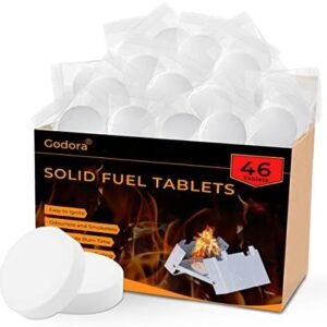 Godora Solid Fuel Tablets, Powerful Solid Fuel (1300-Degree), Lit Easily Solid Fuel Tablets, Waterproof Solid Fuel Tablets for Backpacking, Outdoor, Camping, and Emergency Use -Eco Friendly