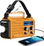 Emergency Radio with NOAA Weather Alert, Portable Solar Hand Crank AM/FM Radio for Survival,Rechargeable Battery Powered Radio,USB Charger,Flashlight,Reading Lamp,for Home Outdoor