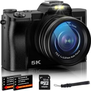 5K Digital Camera WiFi Autofocus Vlogging Camera for YouTube 48MP Camera for Photography and Video, 3.5" Screen Travel Camera with UV Filter, Anti-Shake,16X Digital Zoom,32GB SD Card,2 Batteries