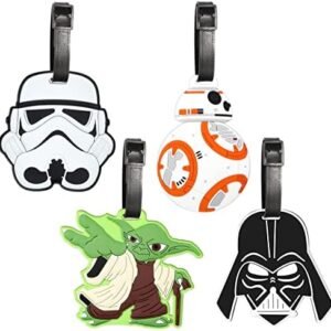 4 Pack Luggage Tag for Suitcases Bag Baggage Travel Tags Identifiers Cool Cartoon Characters Large Silicone Name Luggage ID Tags for Kids Women Girls Men XLP-0831-6