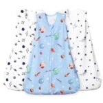 david's kids 3 Pack 100% Cotton Baby Sleep Sack 0-6 Months, Ultra Soft Baby Wearable Blankets with 2-Way Zipper, Comfy Sleeping Bags for Infant Newborn Boys Girls Neutral, Small Size, Space