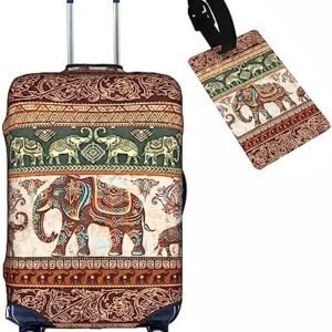 lotus elephants Luggage Cover Suitcase Cover Washable Travel Luggage Protector Suitcase Covers M(23-26 inch luggage)