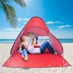 Pop Up Beach Tent, UPF 50+ UV Protection Beach Tent Sun Shade for 2-3 Person, Portable Sun Shelter Canopy with Net Window & Carry Bag, Lightweight Easy Setup Cabana, Anti UV,Waterproof(Red)